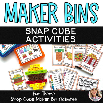 Preview of Maker Bins 18 Fun Theme Snap Cube Activities Centers Morning Bins