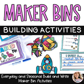 Preview of Maker Bins 37 Build and Write Activities Centers Morning Bins