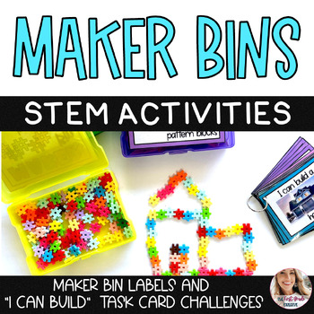 Preview of Maker Bins STEM Labels and 250 Task Cards for Morning Bins