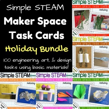 Preview of Maker Space Task Card Bundle Holiday Edition