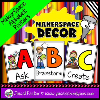 Preview of MakerSpace and STEM Classroom Decor STEAM Alphabet Posters
