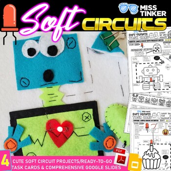 Preview of Makerproject, STEM Soft Circuit Project Task Cards, Ready-to-go GSlide