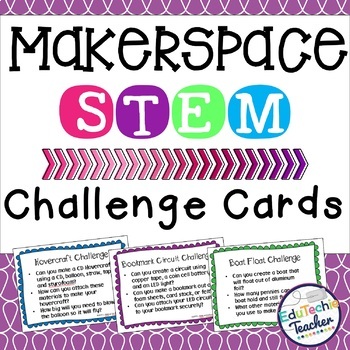 Makerspace STEM Challenge Cards {44 STEM Challenges + 4 Editable Cards}