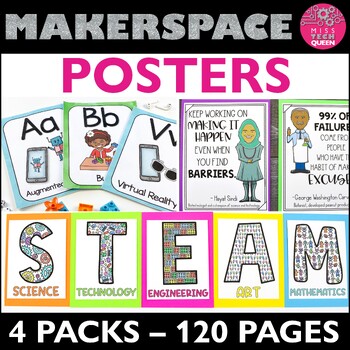 Preview of Makerspace Decor & Posters STEM Decor Signs STEAM Posters Back to School STEM