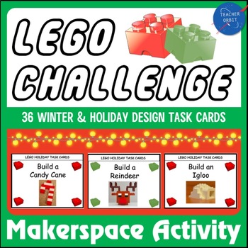 Preview of Makerspace LEGOS Challenge Task Cards | Winter & Holiday Designs