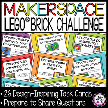Preview of Makerspace LEGO® Brick Challenge Task Cards STEM Activity