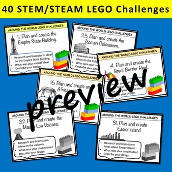 Makerspace: Lego Challenge Task Cards - World Designs / STEAM)