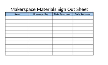 Preview of Makerspace Materials Sign Out and Request Forms
