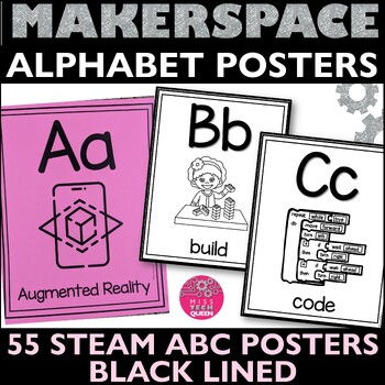 Preview of Makerspace Posters Alphabet STEM Posters STEAM Decor for Back to School