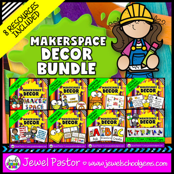 Preview of Makerspace Rules Posters Signs Labels | STEM Classroom Decor BUNDLE