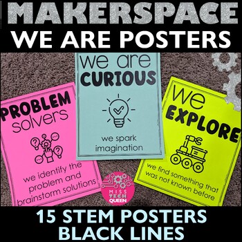 Preview of Makerspace Posters We are Thinking STEM Posters Growth Mindset Bulletin Board