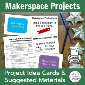 Preview of Makerspace Project Prompt Task Cards & Materials List