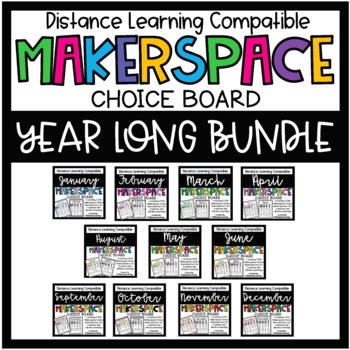 Preview of Makerspace STEM Choice Board Challenge Activities YEAR LONG Bundle