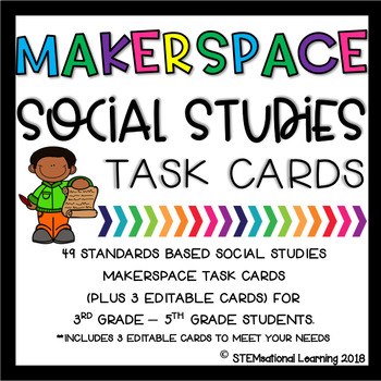 Preview of Makerspace Social Studies STEM Challenge Task Cards 3rd-5th Grades