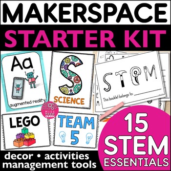 Preview of Makerspace & STEM Classroom Decor Posters Labels Bulletin Board & MORE! Set up