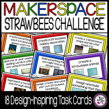 Preview of Makerspace: Strawbees Challenge Task Cards