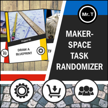 Preview of Makerspace Task Randomizer - 60 Task Cards - Project, Product, Audience - STEM