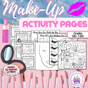 Preview of Makeup Activities Design Your Own Make Up Line Coloring Pages Digital Files