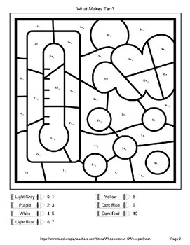 Making 10 Addition - Color By Number / Coloring Worksheets - Weather