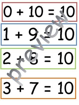 Preview of Making 10: adding 2 numbers to make 10 flashcards