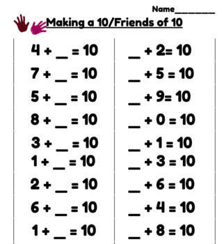 Making 10 with Missing Addends by Bocchio's Teacheridoo | TPT