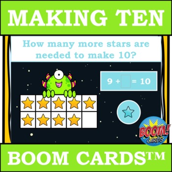 Preview of Making 10 with a Ten Frame Digital BOOM CARDS™ | Distance Learning | Math