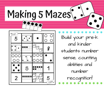 Preview of Making 5 Mazes - Subitizing & counting to 5 Worksheets & Math Center