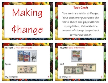 Preview of Making Change Cards