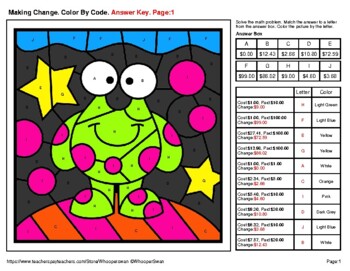 Making Change - Color by Code / Coloring Pages - Outer Space by WhooperSwan