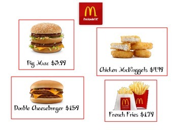 mcdonald s prices teaching resources teachers pay teachers