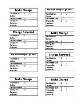 Preview of Making Change Form