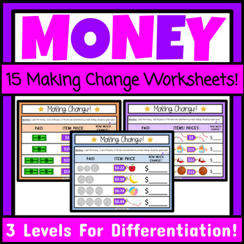 making change worksheets teaching resources teachers pay teachers