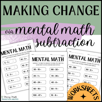 Preview of Making Change Subtraction Practice | Special Ed Money Math | 3 Levels Worksheets