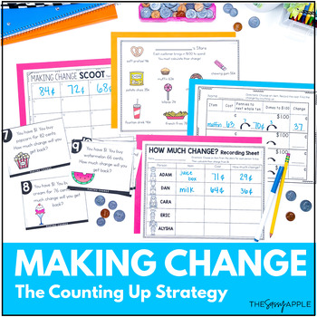 Preview of Making Change with Money Worksheets | Counting Money to $1 Dollar with Menus