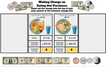 Preview of Making Change on Eating out Purchases - Special Education Life Skills