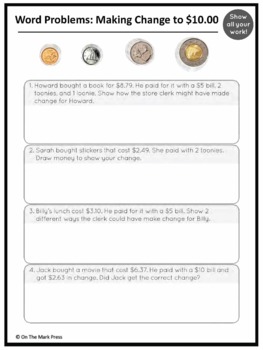 making change to 10 with canadian money grade 3 4