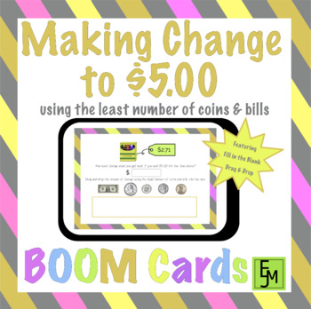 Preview of Making Change to $5.00 BOOM Cards