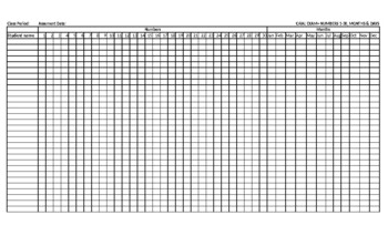 Preview of ORAL EXAM SPREADSHEET= NUMBERS 1-30, MONTHS & DAYS OF THE WEEK