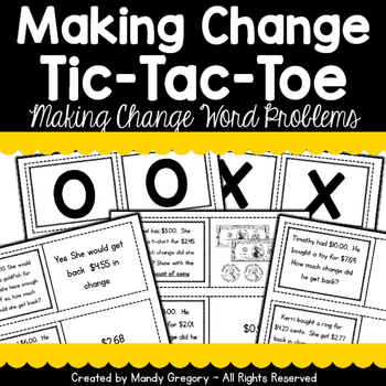 Preview of Making Change with Money Word Problems Tic-Tac-Toe Game