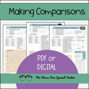 Preview of Making Comparisons mas que menos que Spanish Guided Speaking Worksheets