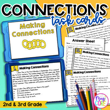 Preview of Making Connections Task Cards 2nd 3rd Grade Reading Comprehension RI.2.3 RI.3.3