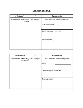 Making Connections Worksheet (Editable) by It's Miss Miller Time