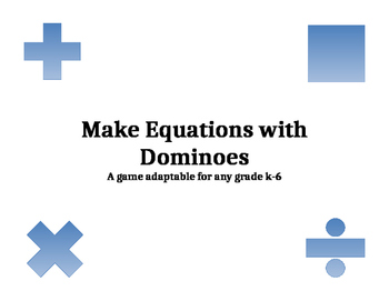 Preview of Making Equations with Dominoes