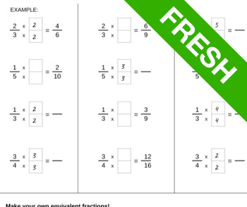 Preview of Making Equivalent Fractions Practice Worksheet (also formatted for Digital)