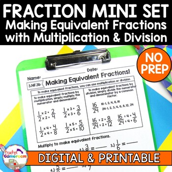Preview of Fraction Mini Set: Making Equivalent Fractions Worksheet