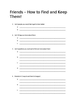 Preview of Making Friends Worksheet