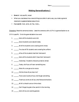 The ideal illustration of Generalization Worksheets For 5th Grade