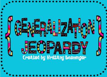 Preview of Making Generalizations: Jeopardy Game