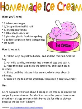 Making Homemade Ice Cream In A Bag By Math And Science Lover Tpt