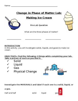 Preview of Making Ice Cream Lab: Phases of Matter